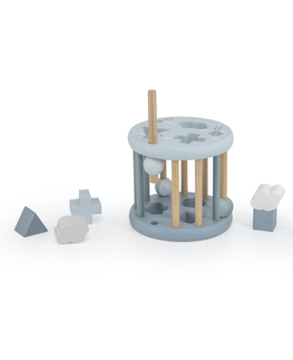 Drevené hračky LABEL-LABEL - Oválna vkladačka tvarov, modrá