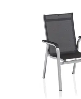 Stoličky Basic+ Premium D záhradná jedálenská stolička strieborná