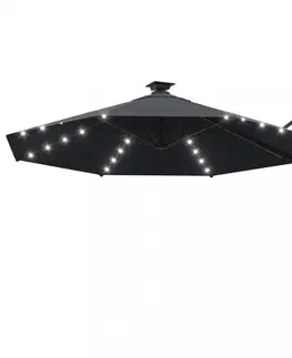 Slnečníky Nástenný slnečník s LED svetlami Ø 300 cm látka/kov Dekorhome Piesková