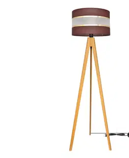 Lampy  Stojacia lampa HELEN 1xE27/60W/230V hnedá/zlatá/dub 