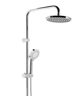 Sprchy a sprchové panely SAPHO - Sprchový stĺp pre nástennú batériu, pevná a ručná sprcha, guľatý, chróm 1202-13