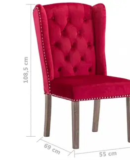 Jedálenské stoličky a kreslá Jedálenská stolička zamat / kaučukovník Dekorhome Červená