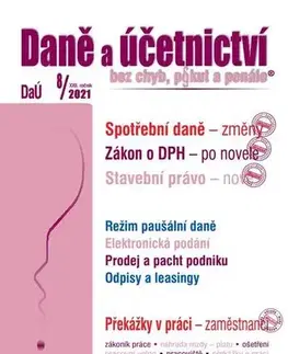 Dane, účtovníctvo Daně a účetnictví 8/2021 - Jiří Plos