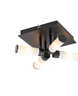 Vonkajsie stropne svietidla Moderné kúpeľňové stropné svietidlo čierne 4-svetlo IP44 - Vaňa