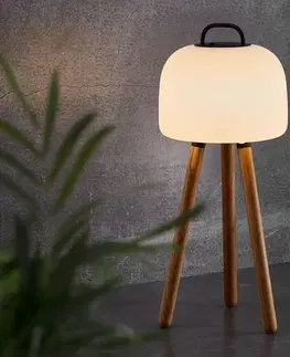 Vonkajšie osvetlenie terasy Nordlux LED stolová lampa Konvica Trojnožka drevo, tienidlo 22cm