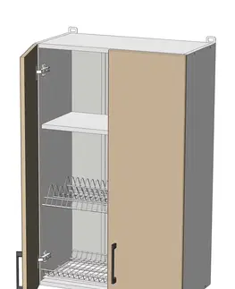 Kuchynské skrinky horná vysoká skrinka s odkvapkávačom š.80, v.92, Modena WD8092, grafit / šedá činčila