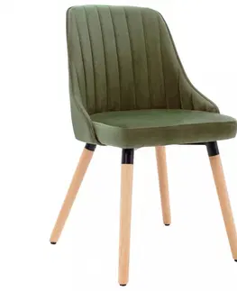 Jedálenské stoličky a kreslá Jedálenská stolička 4 ks látka / buk Dekorhome Svetlozelená