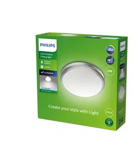 Vonkajšie stropné svietidlá Philips Philips Doris LED svietidlá IP54 4 000 K nikel