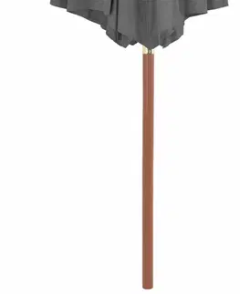 Slnečníky Záhradný slnečník s drevenou tyčou Ø 300 cm Antracit