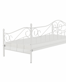 Postele KONDELA Daina kovová jednolôžková posteľ s roštom biela