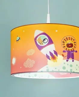 Závesné svietidlá Elobra Závesná lampa Little Astronauts Escape, oranžová