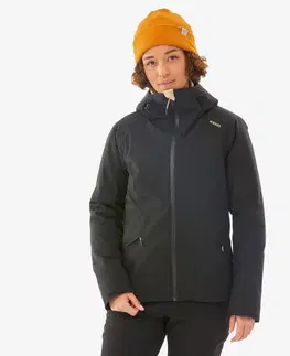 bundy a vesty Dámska hrejivá lyžiarska bunda 500 čierna