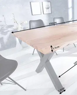 Jedálenské stoly Jedálenský stôl ATHAMÁS akácia 3,5 cm Dekorhome 160x90x77cm