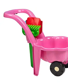 Hračky na záhradu BAYO - Detský záhradný fúrik s lopatkou a hrabličkami Sedmokráska ružový