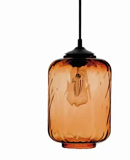 Závesné svietidlá Solbika Lighting Závesná lampa Tezeusz sklo, jantárová Ø 17 cm