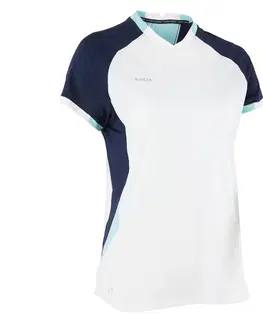 dresy Dámsky futbalový dres s krátkym rukávom rovný strih biely