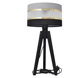 Lampy  Stolná lampa HELEN 1xE27/60W/230V šedá/čierna/zlatá/borovica 