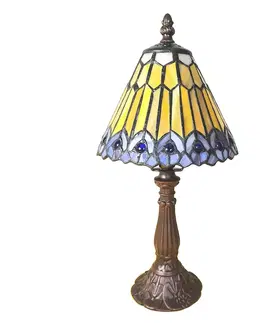 Stolové lampy Clayre&Eef Stolová lampa 5LL-6110 v štýle Tiffany, hnedá