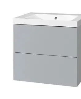 Kúpeľňový nábytok MEREO - Aira, kúpeľňová skrinka s umývadlom z liateho mramoru 61 cm, šedá CN730M
