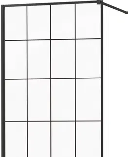 Sprchové dvere MEXEN/S - KIOTO Sprchová zástena WALK-IN 140x200 cm 8 mm, čierna, čierny vzor 1 800-140-101-70-77