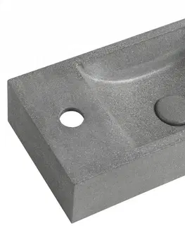 Kúpeľňa SAPHO - CREST L betónové umývadlo vrátane výpuste, 40x22 cm, čierny granit AR403