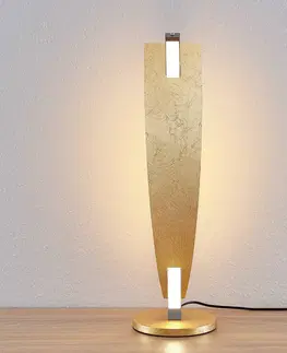 Stolové lampy Lucande Stolová LED lampa Marija elegantný zlatý dizajn