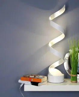 Stolové lampy Eco-Light Stolná LED lampa Helix, výška 66 cm biela-striebro