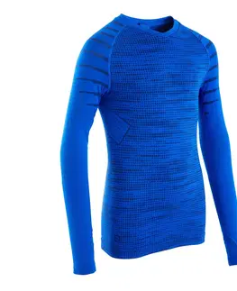 ragby Detské spodné tričko na futbal Keepdry 500 s dlhými rukávmi modré