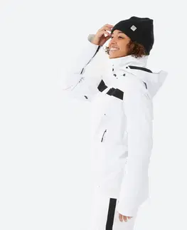 bundy a vesty Dámska odvetraná lyžiarska bunda 900 poskytujúca voľnosť pohybu biela