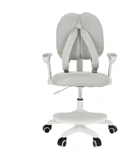 Detské stoly a stoličky Rastúca stolička s podnožou a trakmi, sivá/biela, ANAIS