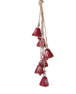 Vianočné dekorácie Súprava kovových závesných zvončekov 6 ks, červená