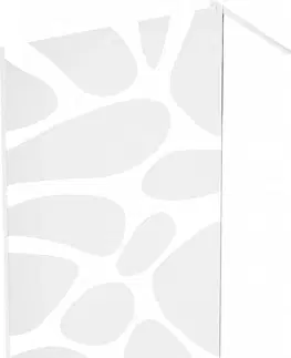 Sprchové dvere MEXEN/S - KIOTO Sprchová zástena WALK-IN 100 x 200, transparent/biely vzor 8 mm, biela 800-100-101-20-97