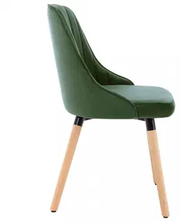 Jedálenské stoličky a kreslá Jedálenská stolička 2 ks zamat / buk Dekorhome Zelená