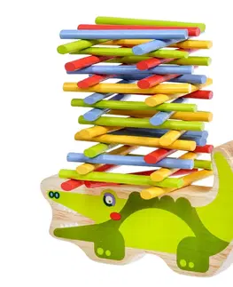 Náučné hračky LUCY & LEO - 191 Krokodíl - drevená balančná hra 41 dielov