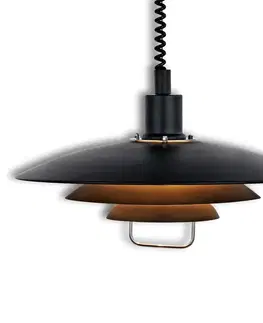 Závesné svietidlá Markslöjd Čierna závesná lampa Kirkenes výškovo nastaviteľná