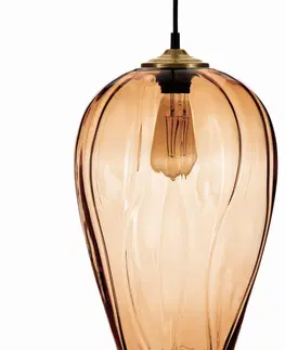 Závesné svietidlá Solbika Lighting Závesná lampa Linkeus I, sklo, svetlohnedá Ø 26 cm