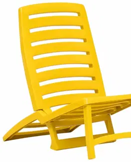 Záhradné kreslá a stoličky Skladacie plážové stoličky 4 ks plast Dekorhome Biela