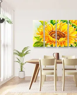 Obrazy kvetov 5-dielny obraz nádherná slnečnica