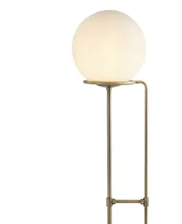 Stojacie lampy Searchlight Stojaca lampa Sphere antická mosadz sklenená guľa