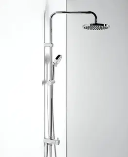 Sprchy a sprchové panely SAPHO - Sprchový stĺp pre nástennú batériu, pevná a ručná sprcha, guľatý, chróm 1202-13