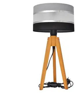Lampy  Stolná lampa HELEN 1xE27/60W/230V šedá/čierna/chróm/dub 