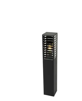 Vonkajsie osvetlenie Moderné stojace vonkajšie svietidlo čierne s dymom 80 cm IP44 - Reims