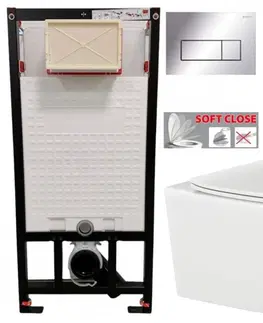 Záchody DEANTE Podstavný rám, pre závesné WC misy + SLIM tlačidlo chrom + WC INVENA TINOS  + SEDADLO CST_WC01 051P NO1