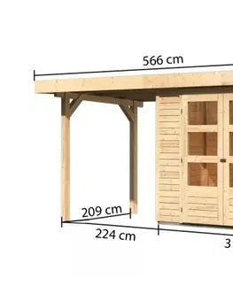 s prístreškom Drevený záhradný domček RETOLA 3 Lanitplast 319 cm
