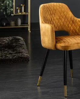 Stoličky - moderné LuxD 24293 Dizajnová stolička Laney horčicovožltý zamat