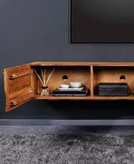 TV stolíky LuxD Dizajnový závesný TV stolík Halia 160 cm Sheesham