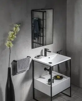 Kúpeľňa SAPHO - SKA konzola pod umývadlo so zásuvkou 600x850x460, čierna mat/biela lesk SKA601