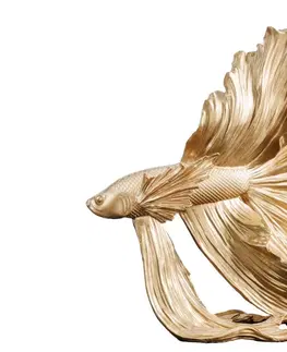 Bytové doplnky a dekorácie Dekoračná socha rybka TEJE Dekorhome Zlatá