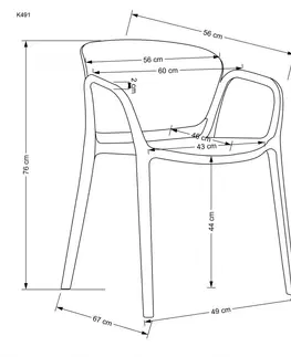Jedálenské zostavy Stohovateľná jedálenská stolička K491 Halmar Čierna