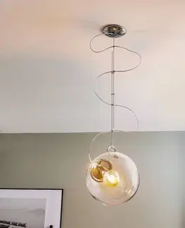 Závesné svietidlá Artemide Sklenená závesná lampa Artemide Miconos chróm